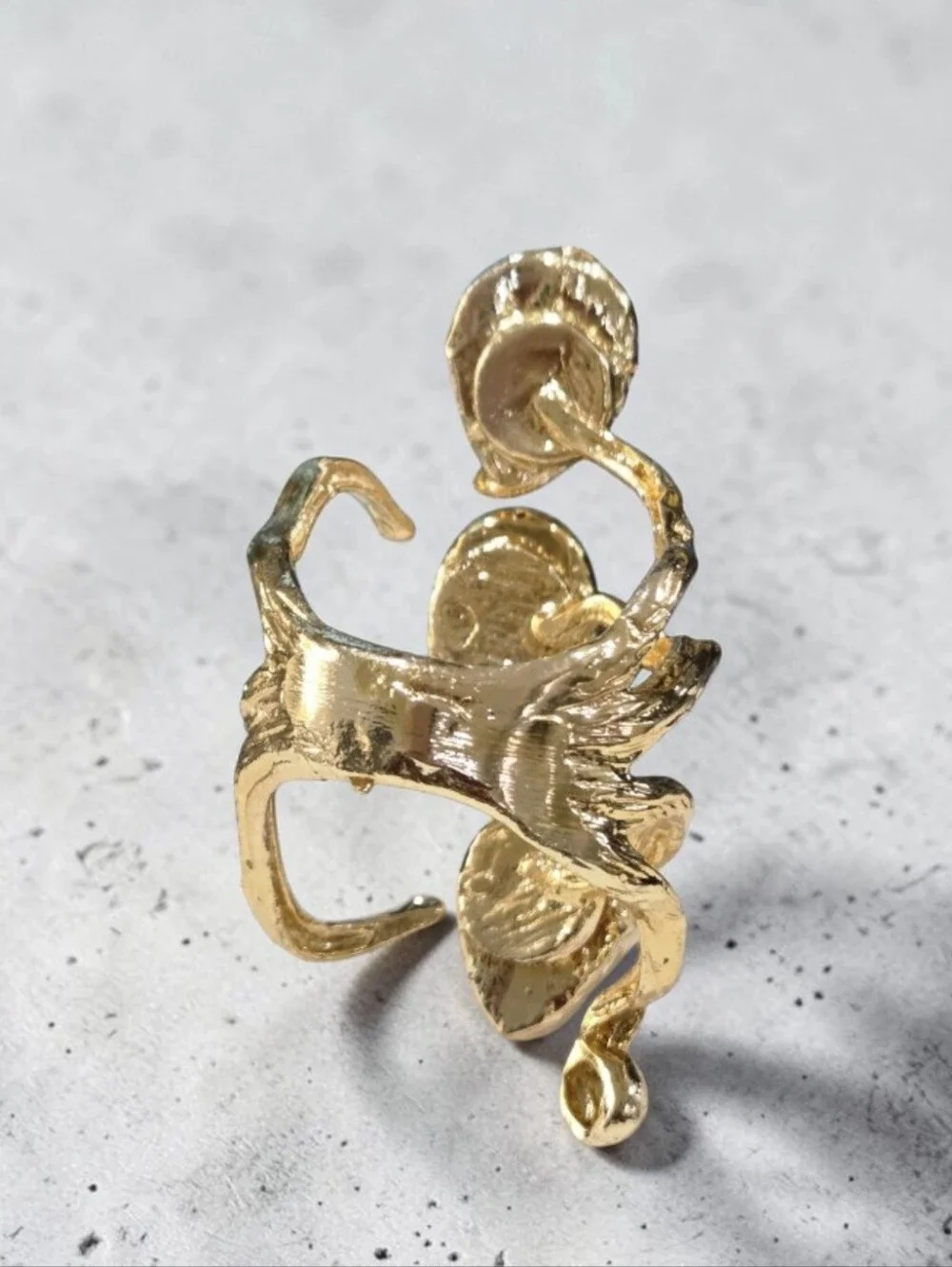 The Best 18k Gold Plated Artisan Sugar Druzy Branch Oversized Statement Ring